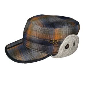 Outdoor Research Plaid Ear Flap Cap Hat Men's L G Winter Warm Sherpa Lined